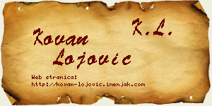 Kovan Lojović vizit kartica